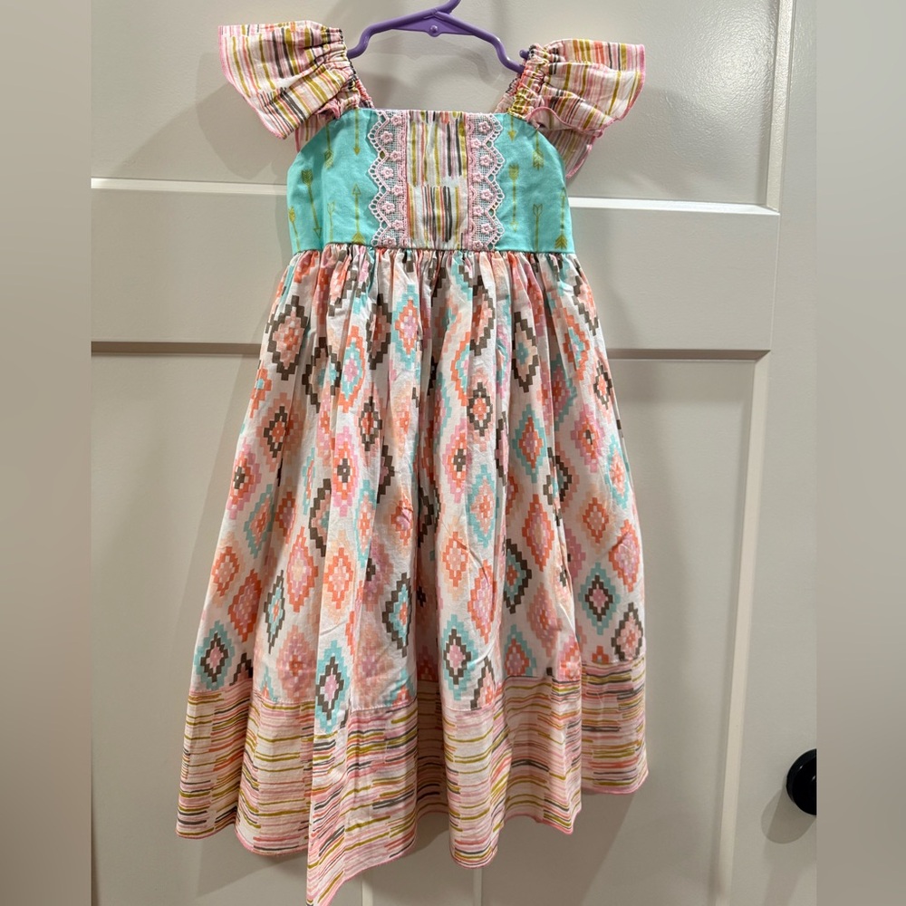 Olive Mae Colorful Patterned Kids Maxi Dress
